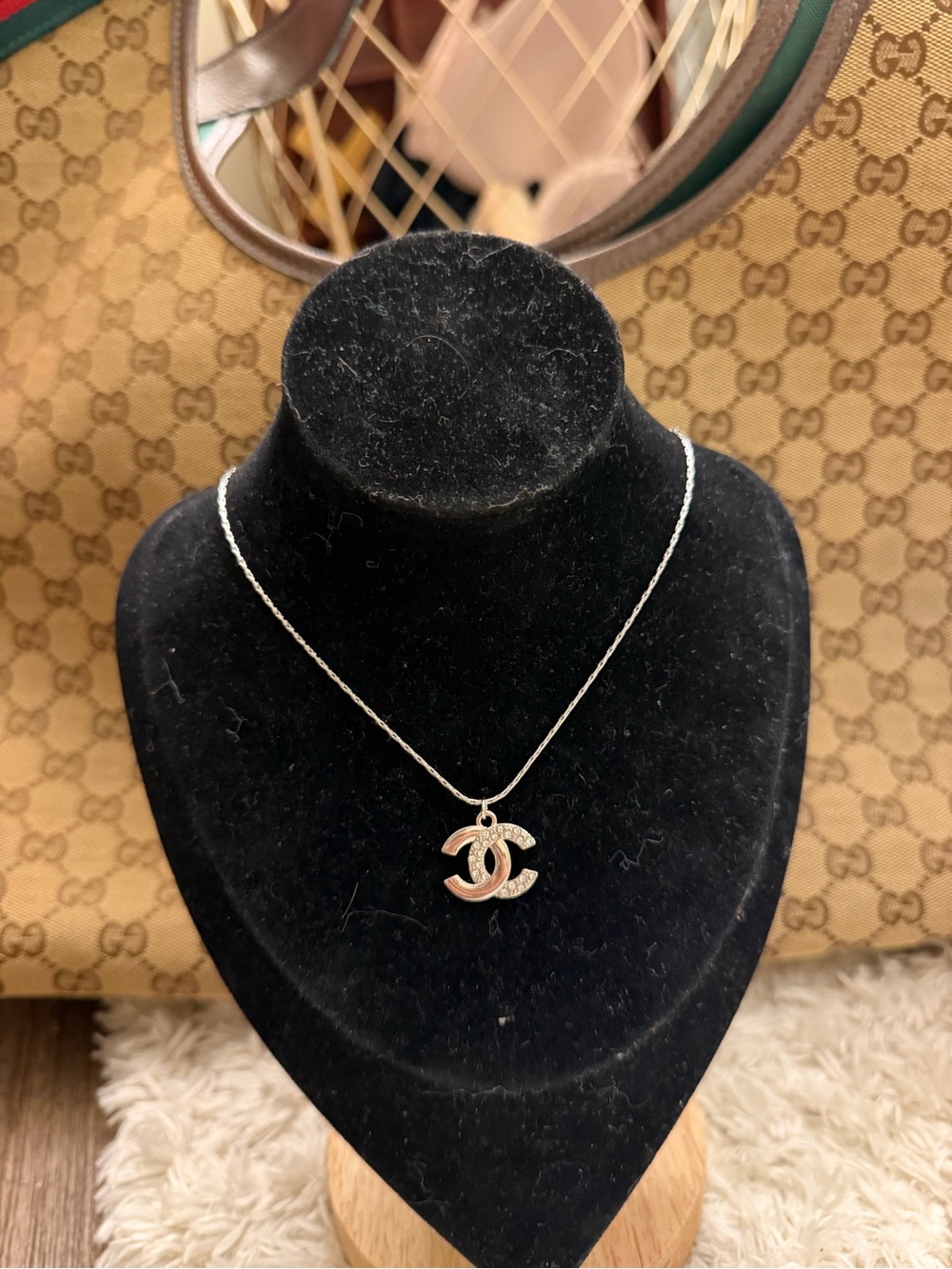 Cc Upcycled silver stainless steel necklace